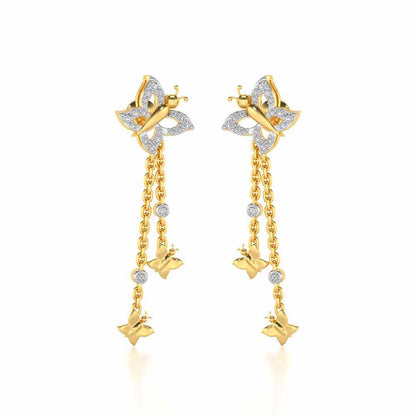 Twin Butterfly Silver Earrings - Yellow Gold - Image 2