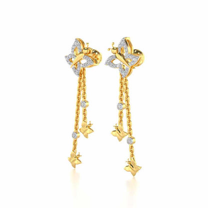 Twin Butterfly Silver Earrings - Yellow Gold - Image 3
