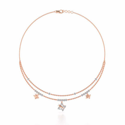 Twin Butterfly Silver Necklace - Rose Gold - Image 3