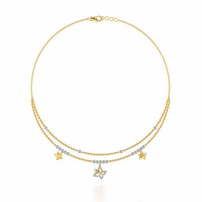 Twin Butterfly Silver Necklace - Yellow Gold - Image 3