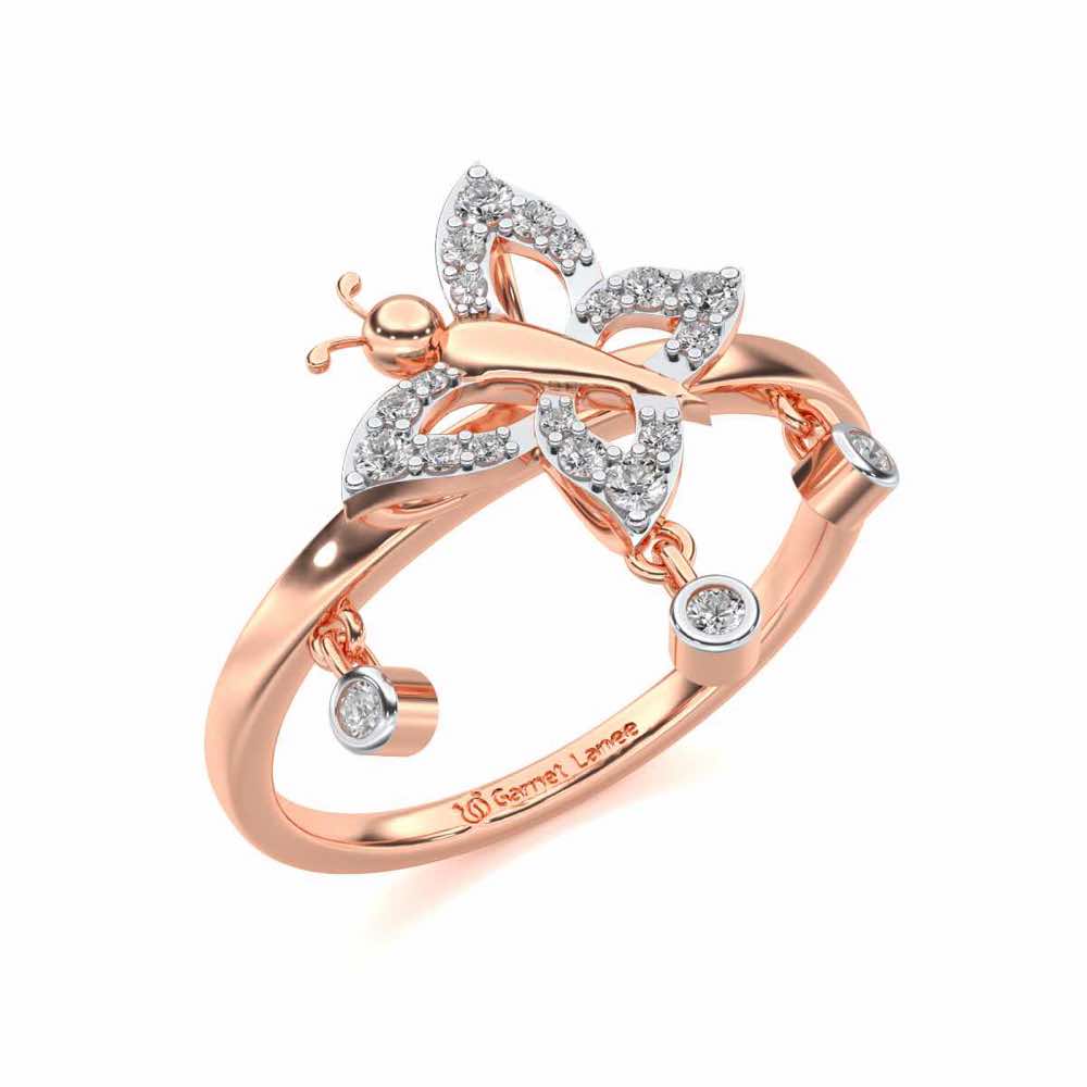 Twin Butterfly Silver Ring - Rose Gold - Image 1