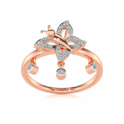 Twin Butterfly Silver Ring - Rose Gold - Image 2