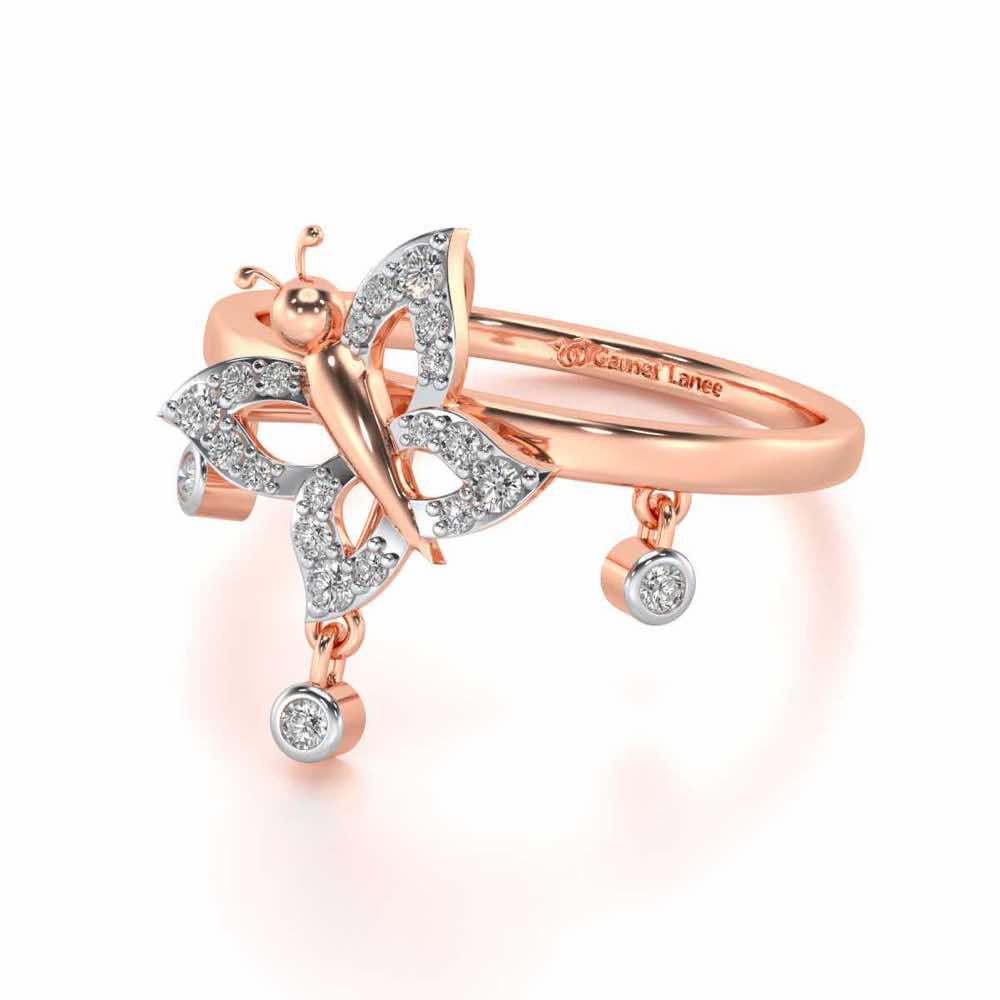 Twin Butterfly Silver Ring - Rose Gold - Image 3