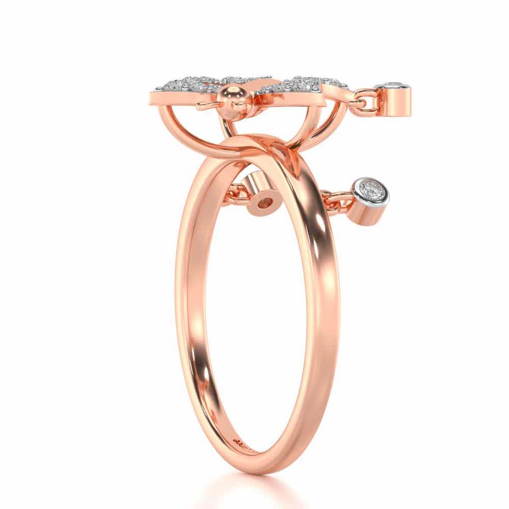 Twin Butterfly Silver Ring - Rose Gold - Image 4