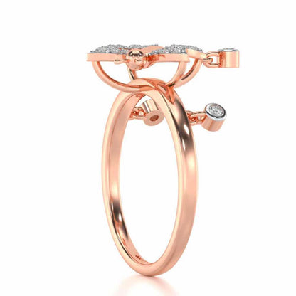 Twin Butterfly Silver Ring - Rose Gold - Image 4