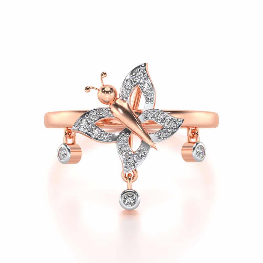 Twin Butterfly Silver Ring - Rose Gold - Image 5