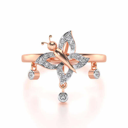 Twin Butterfly Silver Ring - Rose Gold - Image 5