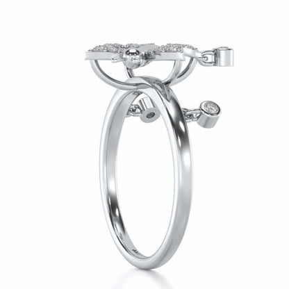 Twin Butterfly Silver Ring - White Gold - Image 4