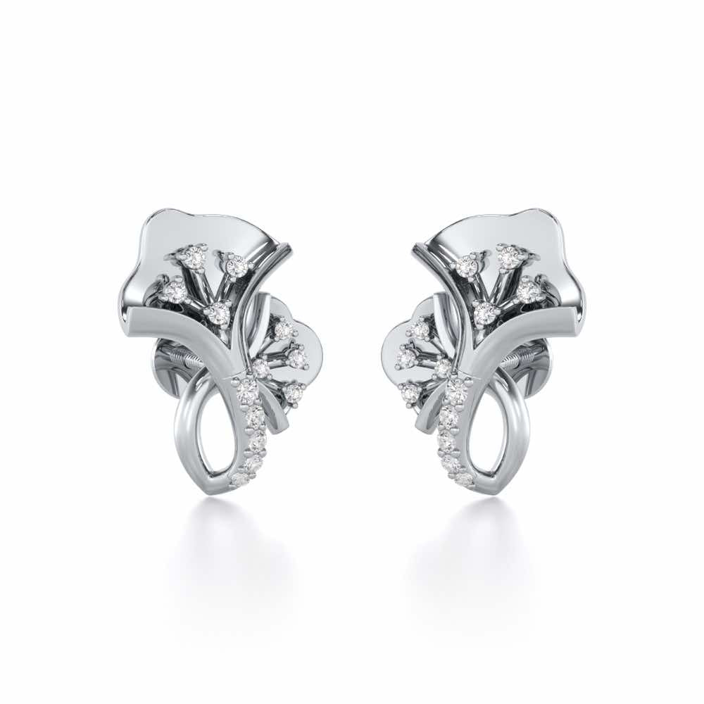 Twin Growth Silver Studs - White Gold - Image 1