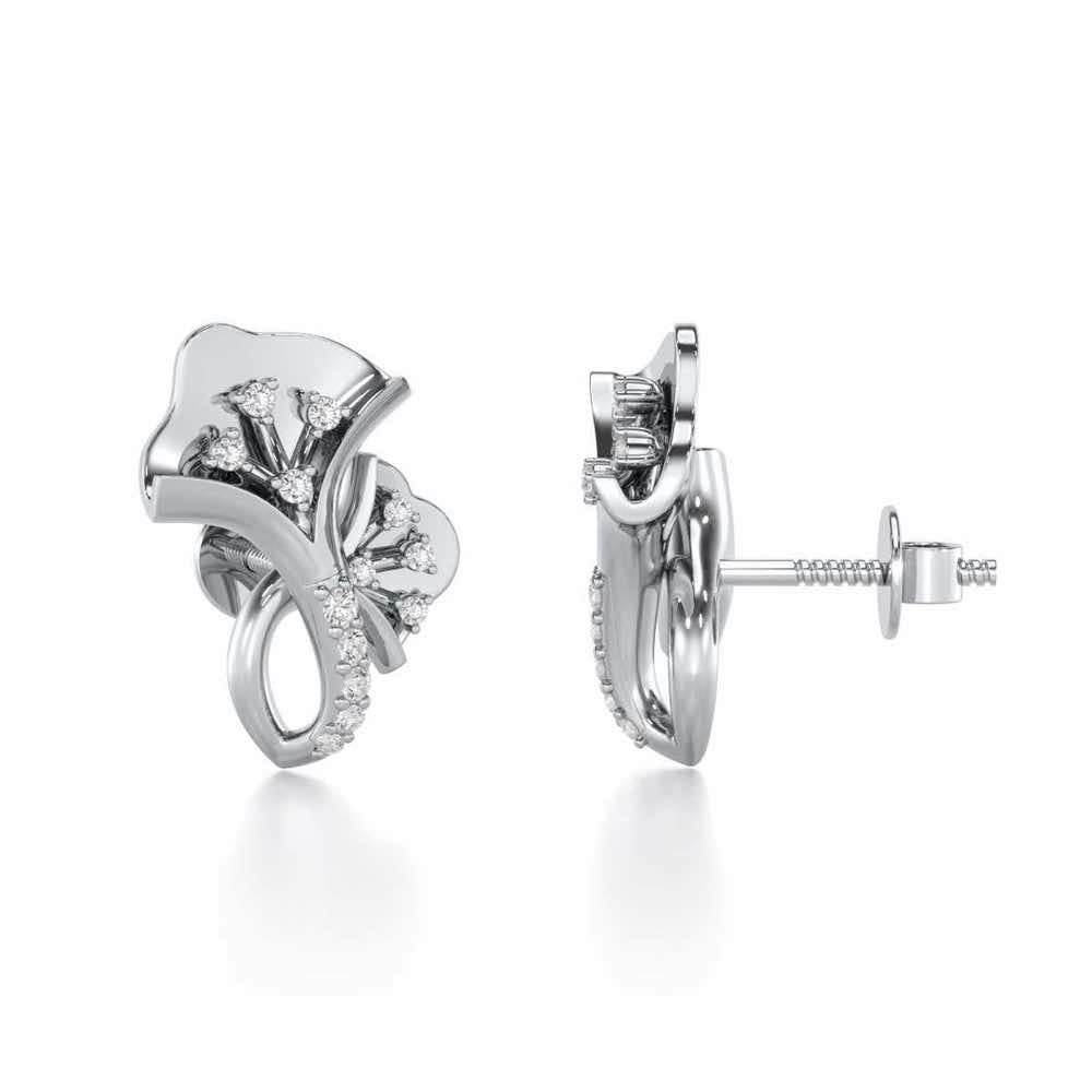 Twin Growth Silver Studs - White Gold - Image 4
