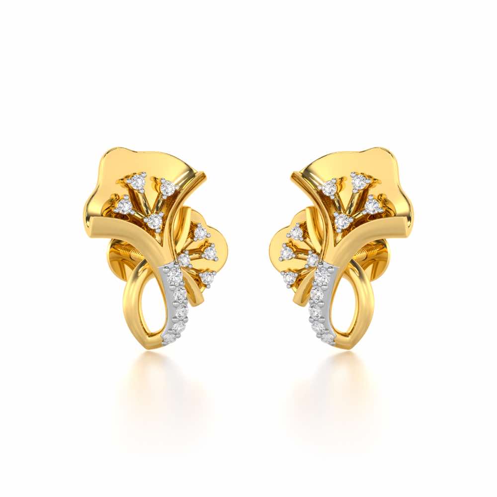 Twin Growth Silver Studs - Yellow Gold - Image 1