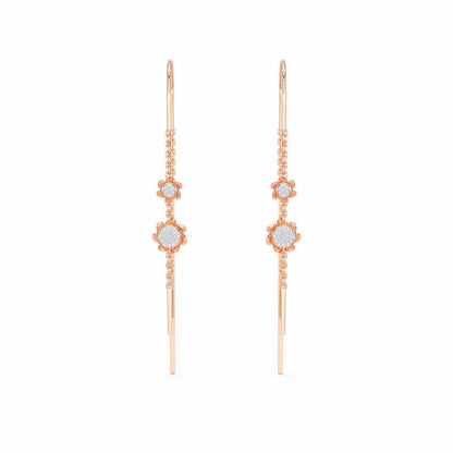 Twin Swirl Silver Dangler Earrings - Rose Gold - Image 1