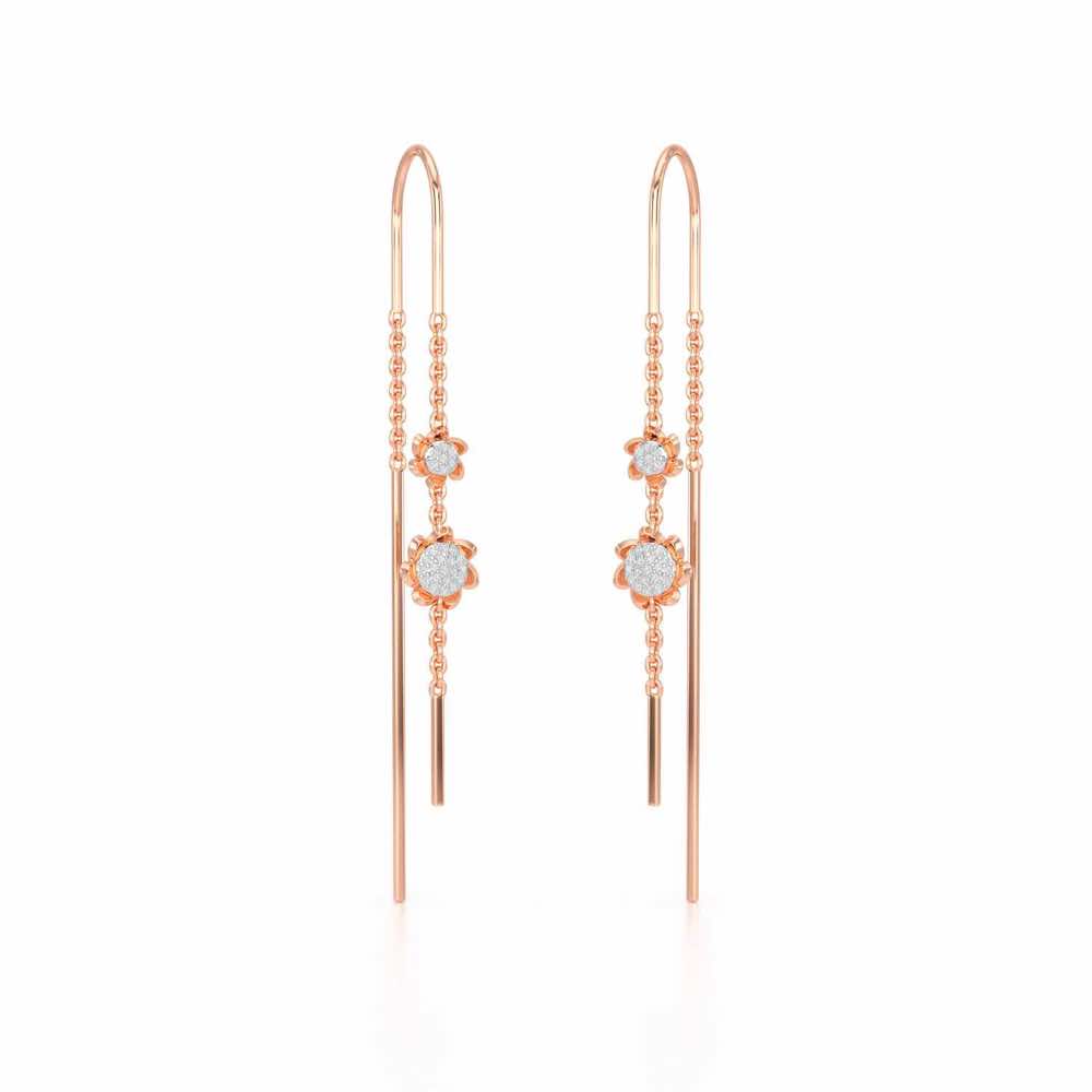 Twin Swirl Silver Dangler Earrings - Rose Gold - Image 2