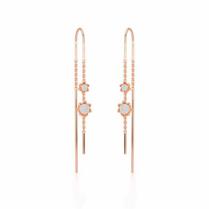 Twin Swirl Silver Dangler Earrings - Rose Gold - Image 2