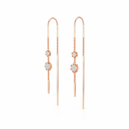 Twin Swirl Silver Dangler Earrings - Rose Gold - Image 3