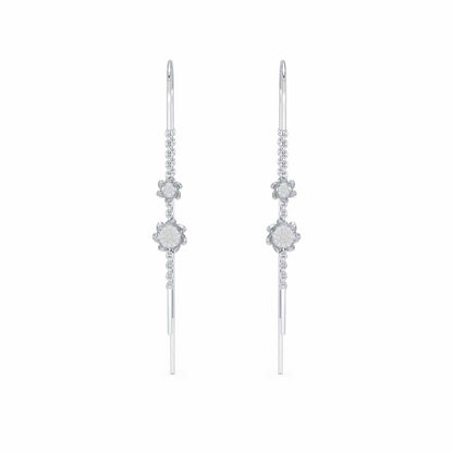 Twin Swirl Silver Dangler Earrings - White Gold - Image 1