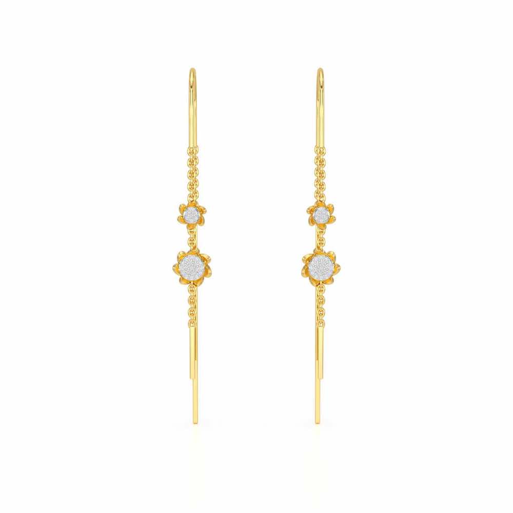 Twin Swirl Silver Dangler Earrings - Yellow Gold - Image 1
