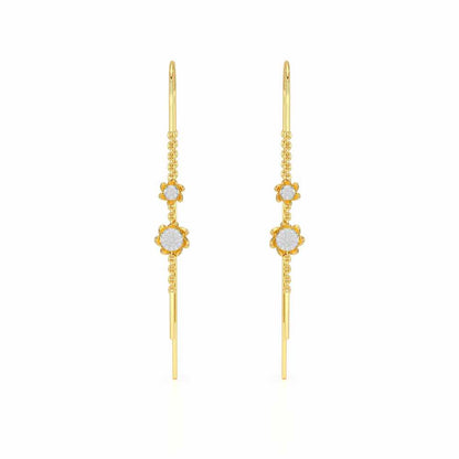 Twin Swirl Silver Dangler Earrings - Yellow Gold - Image 1