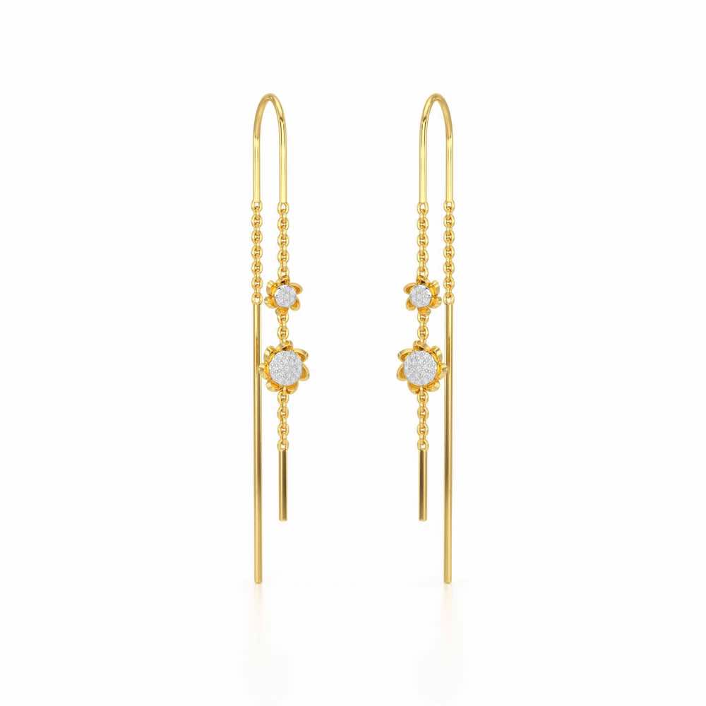 Twin Swirl Silver Dangler Earrings - Yellow Gold - Image 2