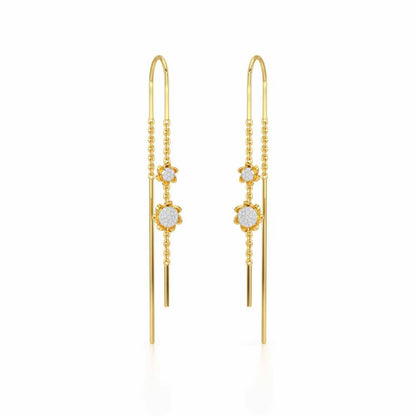 Twin Swirl Silver Dangler Earrings - Yellow Gold - Image 2