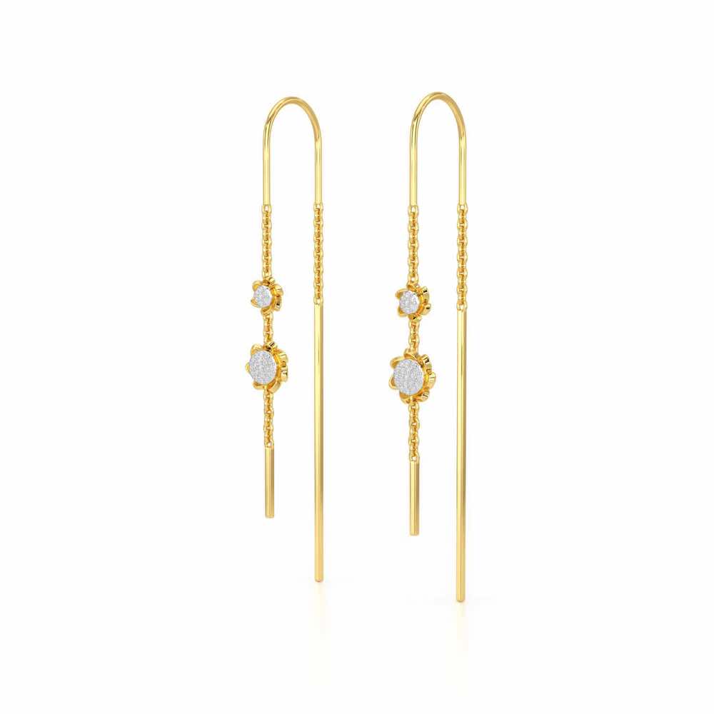 Twin Swirl Silver Dangler Earrings - Yellow Gold - Image 3