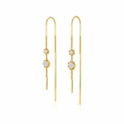 Twin Swirl Silver Dangler Earrings - Yellow Gold - Image 3
