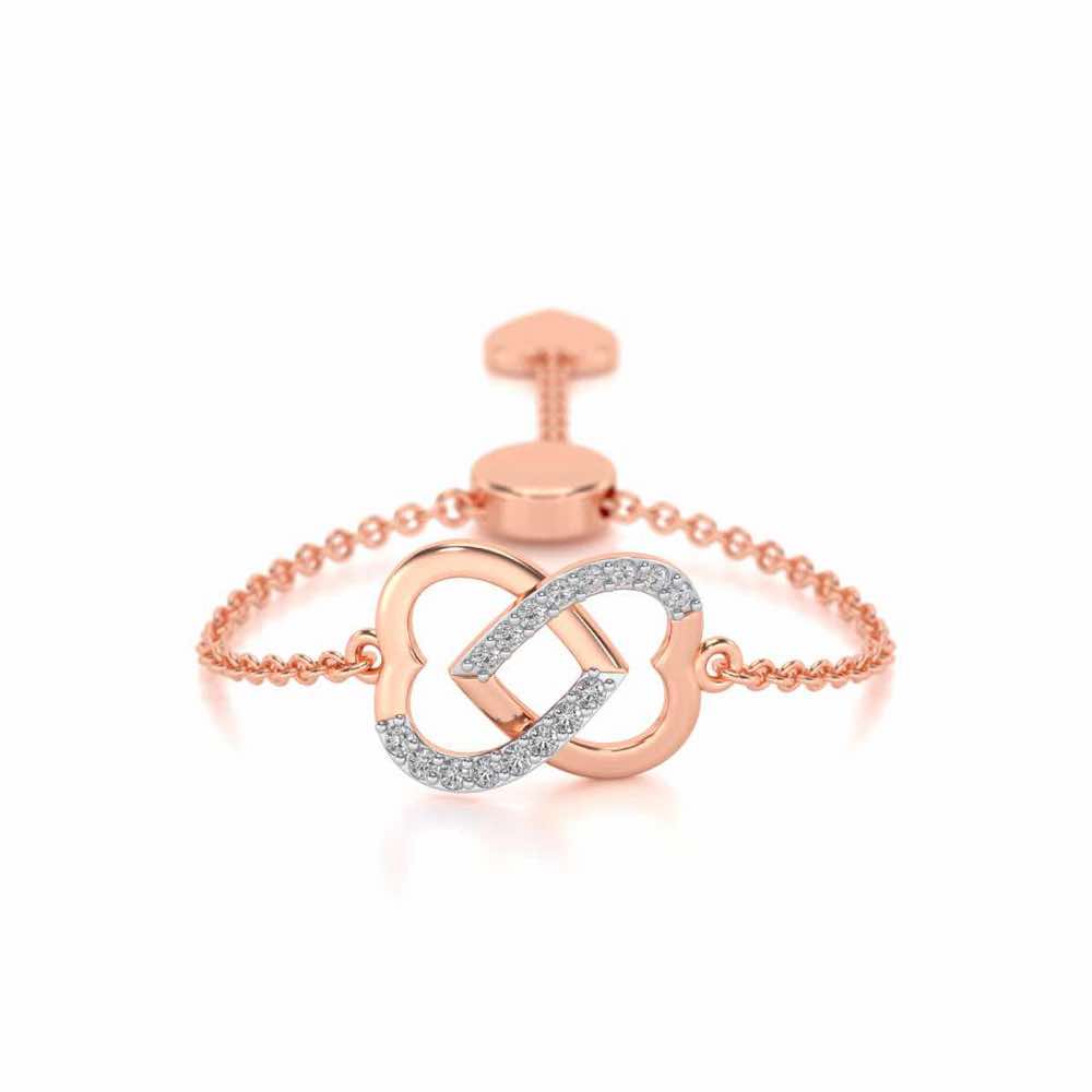 Twining Heart Adjustable Silver Ring - Rose Gold - Image 1