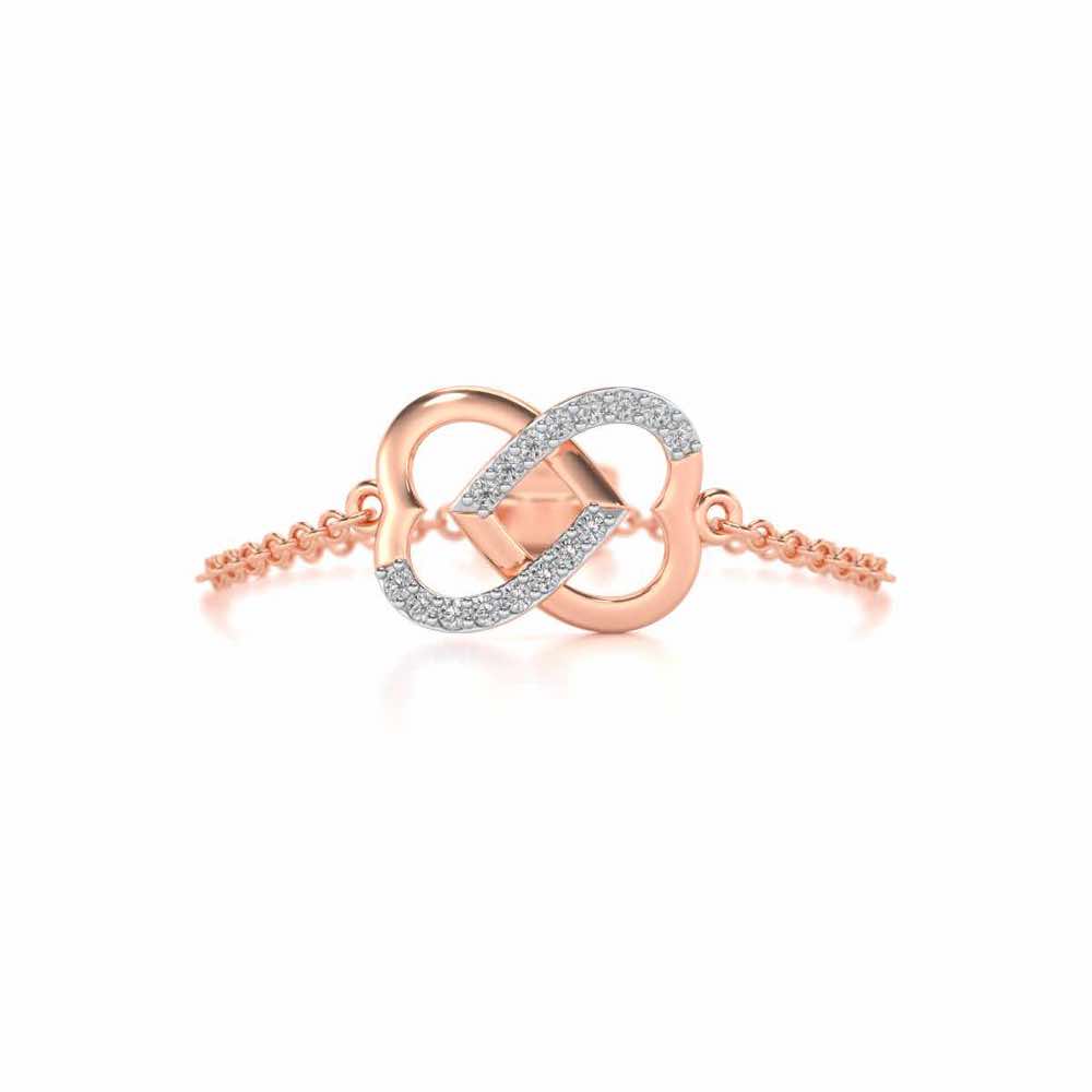 Twining Heart Adjustable Silver Ring - Rose Gold - Image 4