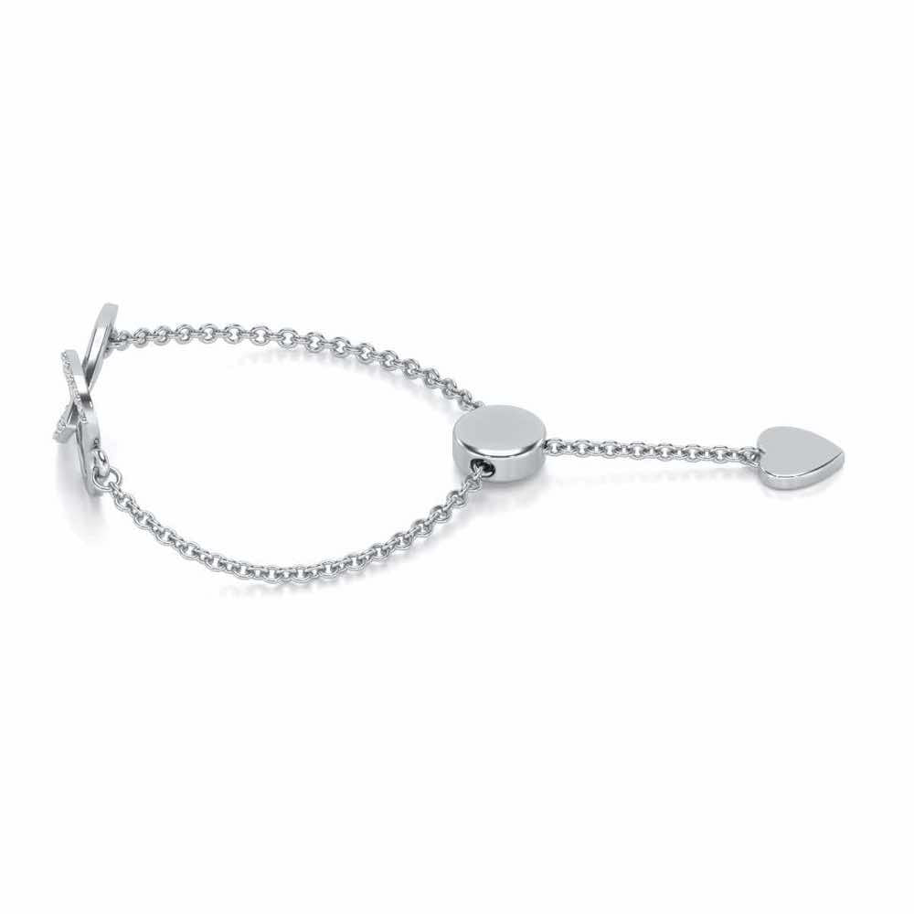 Twining Heart Adjustable Silver Ring - White Gold - Image 2