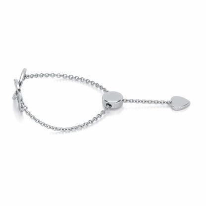 Twining Heart Adjustable Silver Ring - White Gold - Image 2