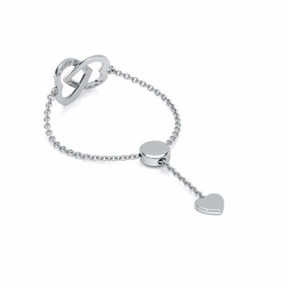 Twining Heart Adjustable Silver Ring - White Gold - Image 3