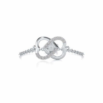 Twining Heart Adjustable Silver Ring - White Gold - Image 4