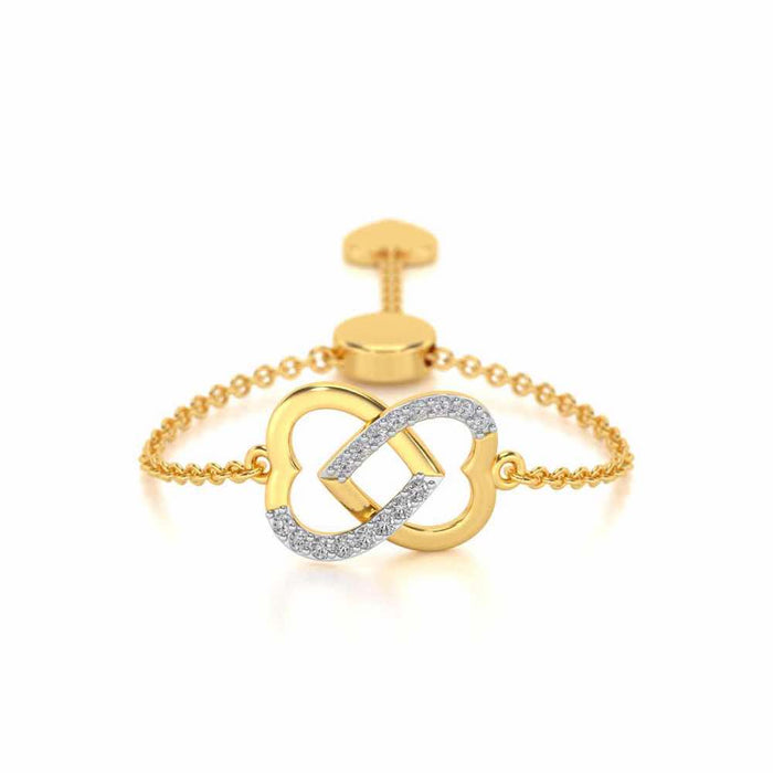 Twining Heart Adjustable Silver Ring - Yellow Gold - Image 1