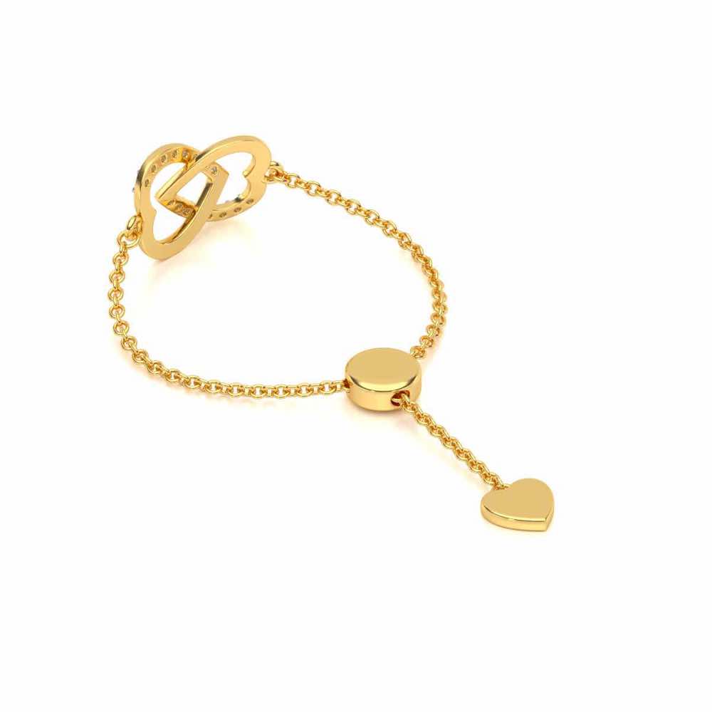 Twining Heart Adjustable Silver Ring - Yellow Gold - Image 3