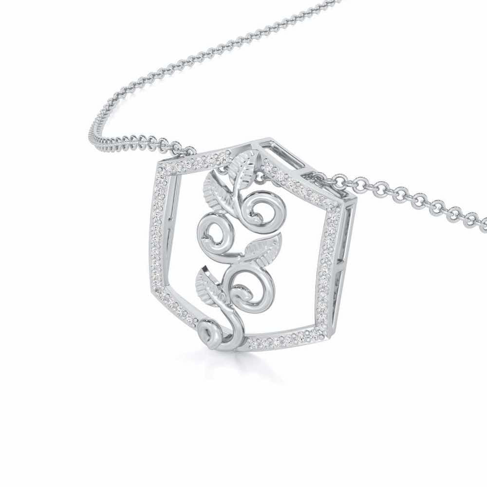 Twinkle Frame Silver Pendant - White Gold - Image 2