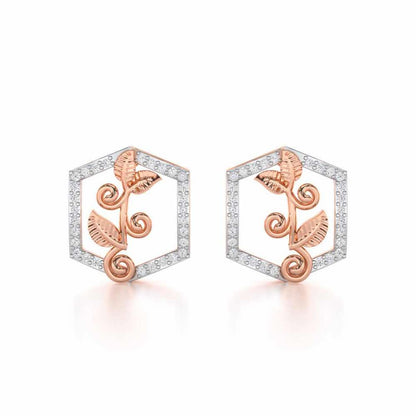 Twinkle Frame Silver Stud Earrings - Rose Gold - Image 1