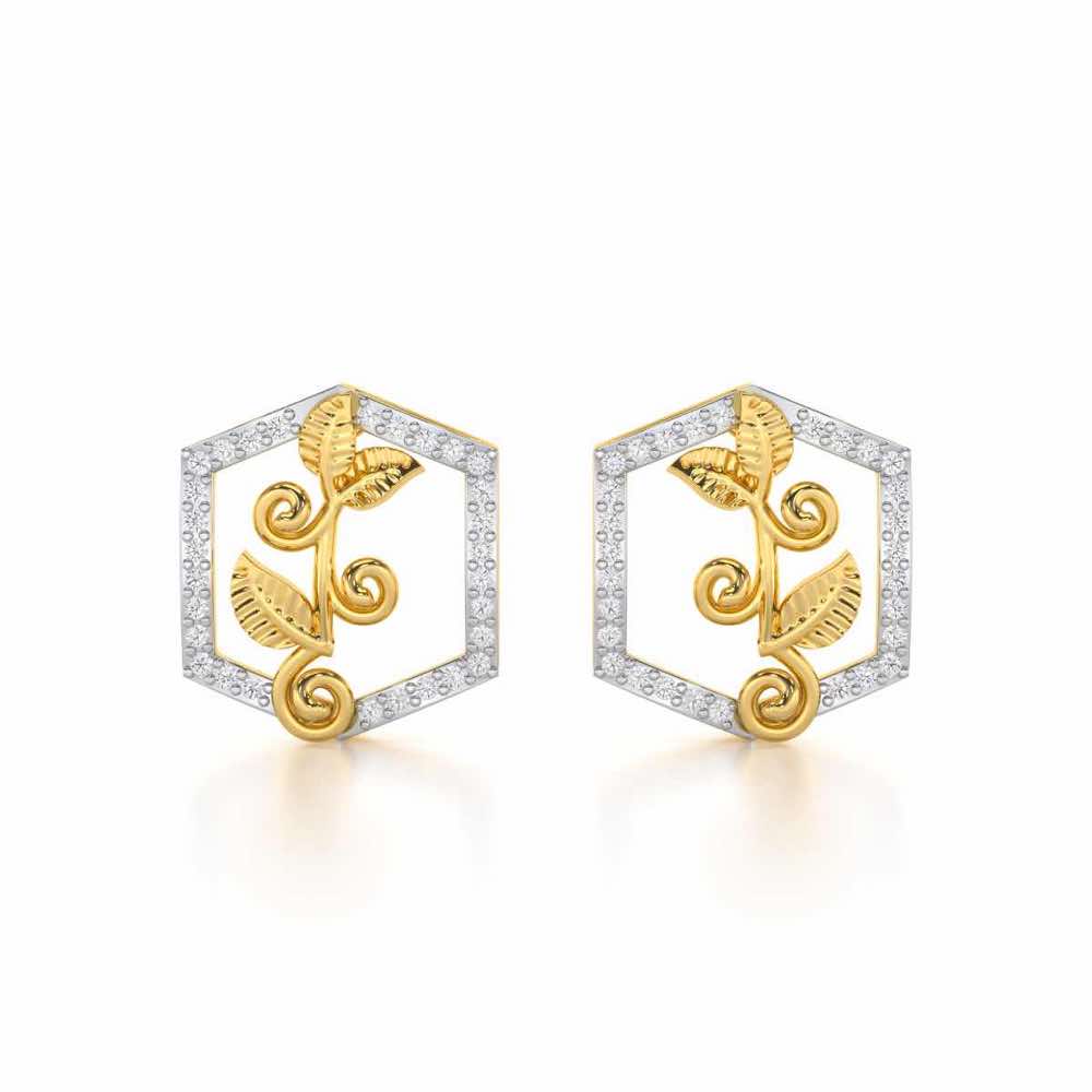 Twinkle Frame Silver Stud Earrings - Yellow Gold - Image 1