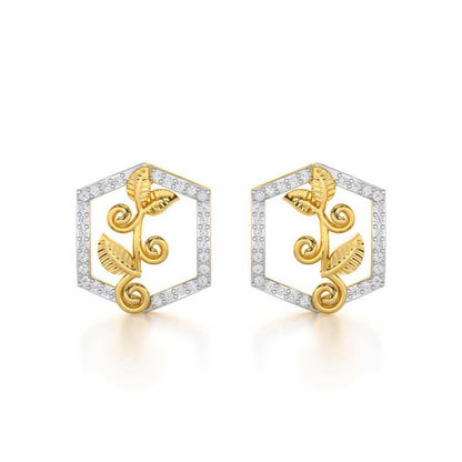 Twinkle Frame Silver Stud Earrings - Yellow Gold - Image 1