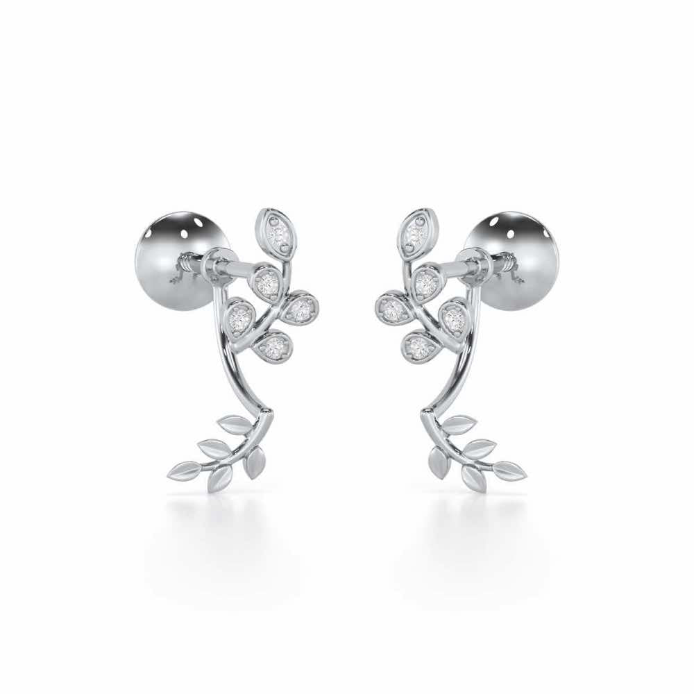 Twinkling Tenderness Silver Stud Earrings - White Gold - Image 1