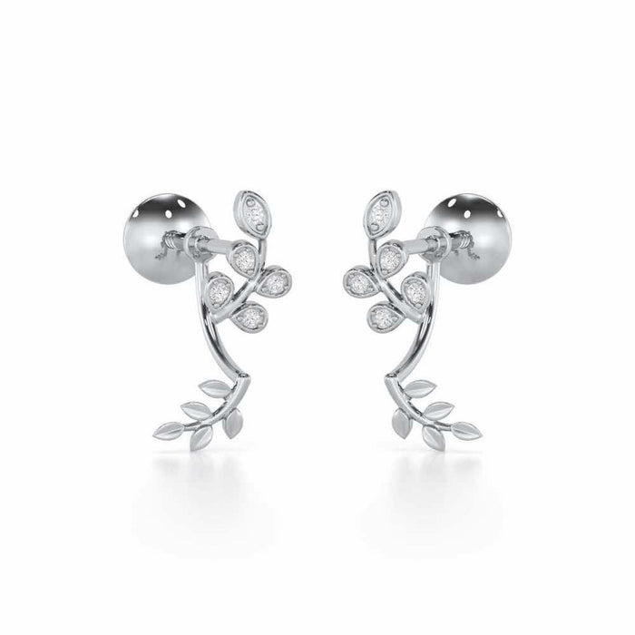Twinkling Tenderness Silver Stud Earrings - White Gold - Image 1
