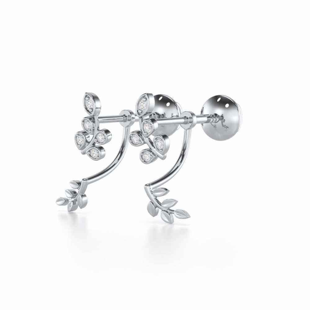 Twinkling Tenderness Silver Stud Earrings - White Gold - Image 3