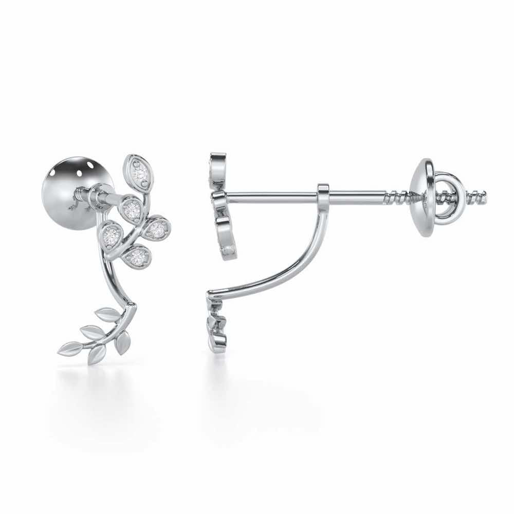 Twinkling Tenderness Silver Stud Earrings - White Gold - Image 4