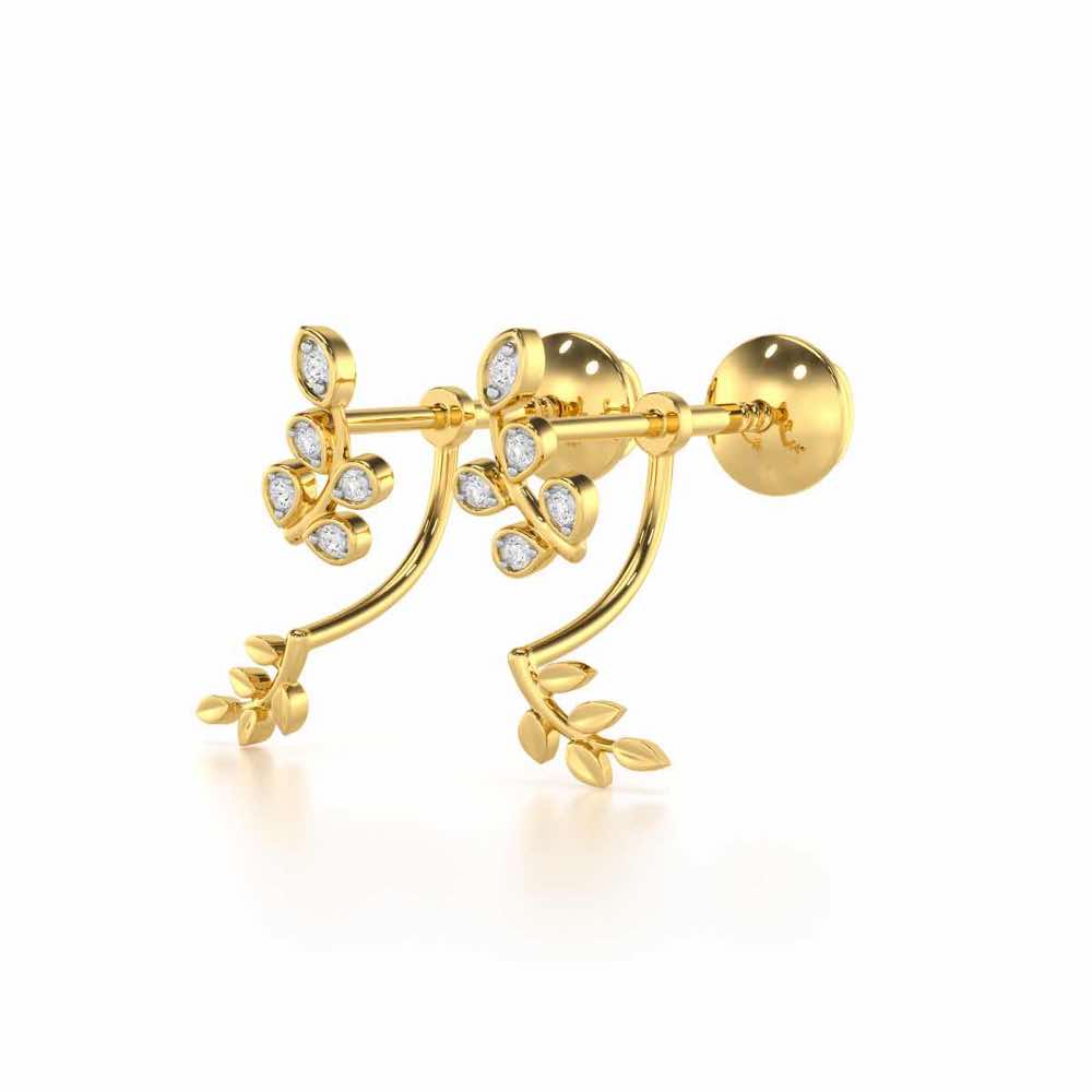 Twinkling Tenderness Silver Stud Earrings - Yellow Gold - Image 3
