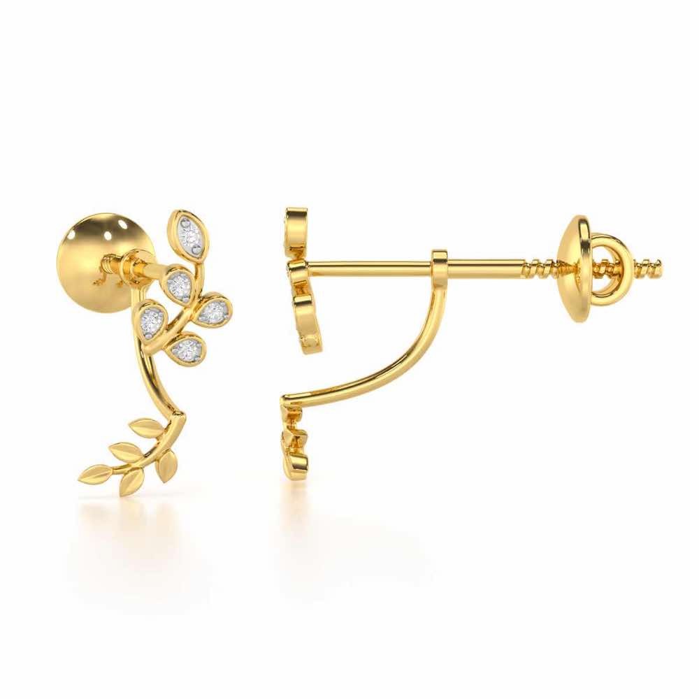 Twinkling Tenderness Silver Stud Earrings - Yellow Gold - Image 4