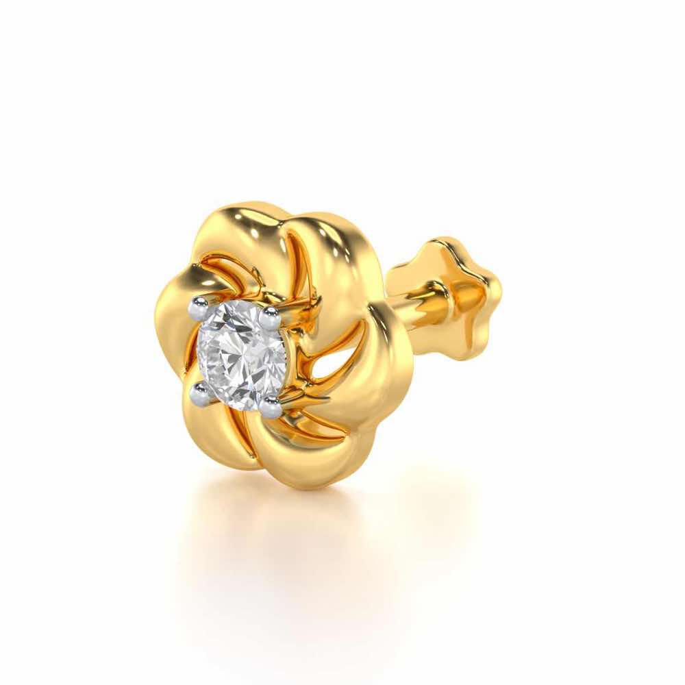 Twirl Blaze Silver Nosepin - Yellow Gold - Image 2