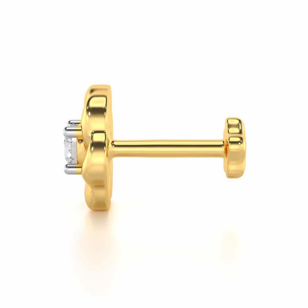 Twirl Blaze Silver Nosepin - Yellow Gold - Image 3