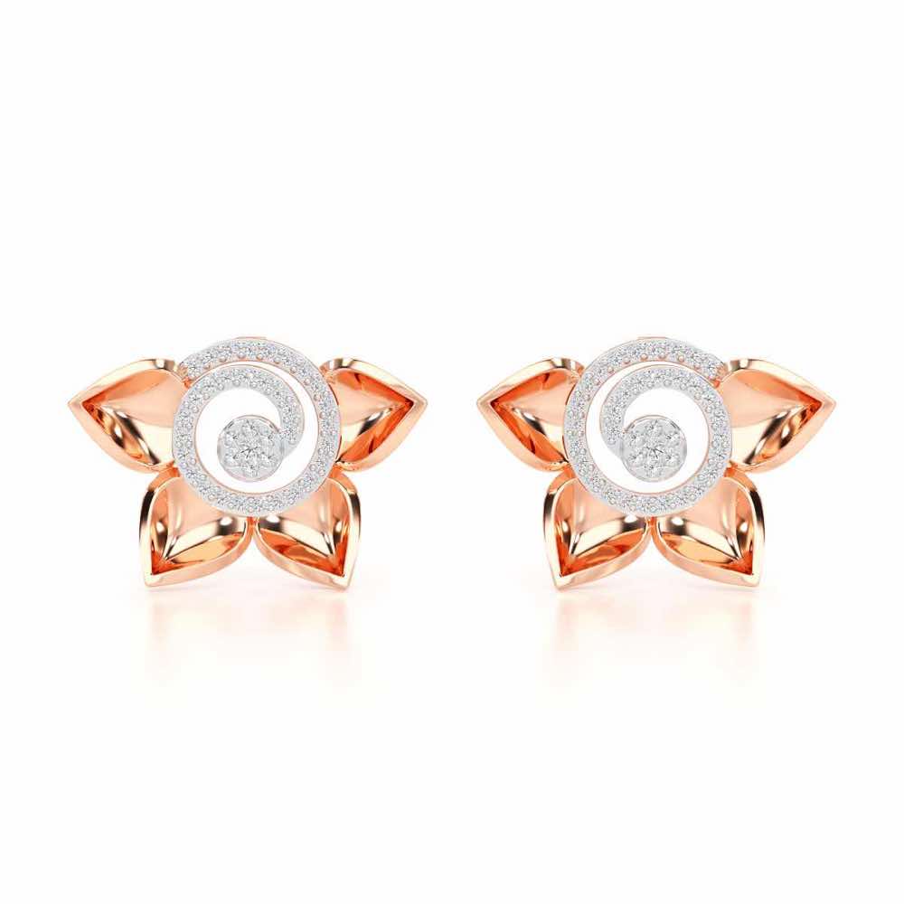 Twirl Bloom Silver Earrings - Rose Gold - Image 1