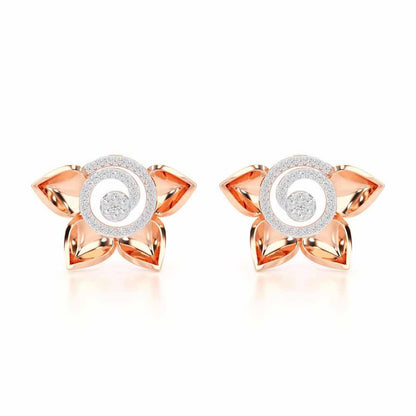 Twirl Bloom Silver Earrings - Rose Gold - Image 1