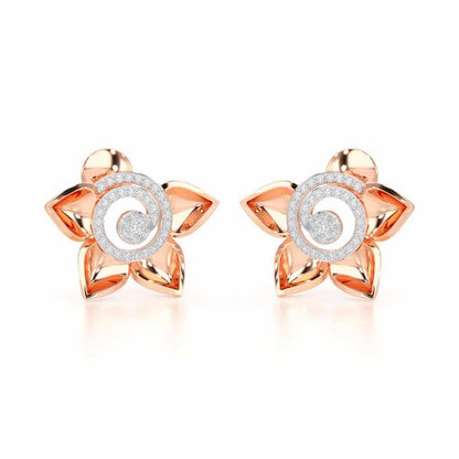Twirl Bloom Silver Earrings - Rose Gold - Image 2