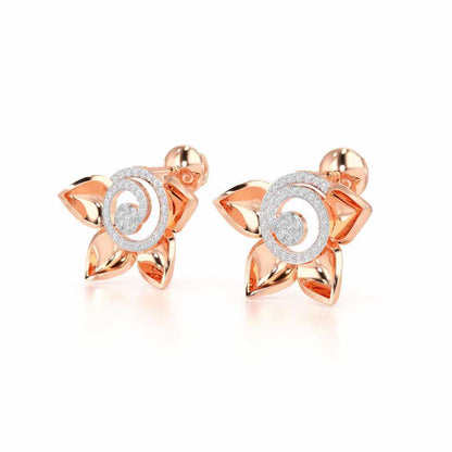 Twirl Bloom Silver Earrings - Rose Gold - Image 3